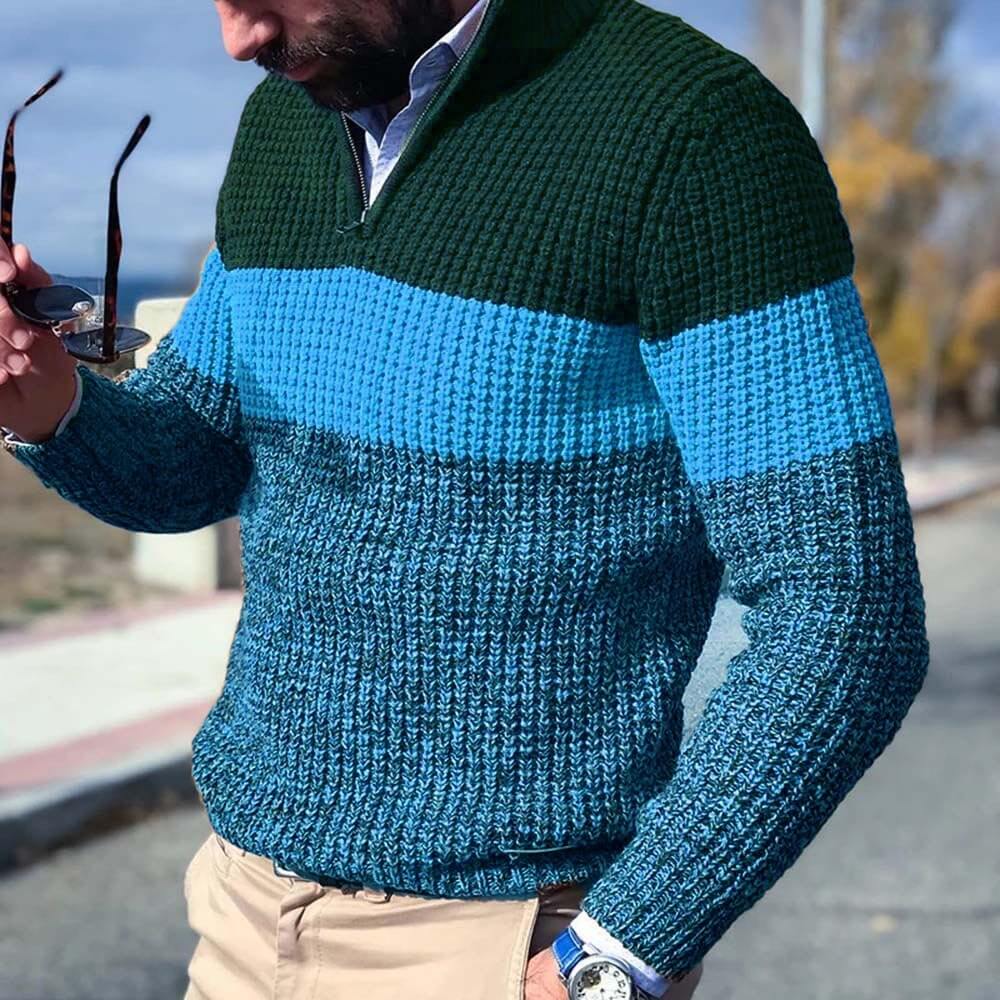 ModeGeist | Gestrickter Pullover mit Blockfarben Acryl Warm und Modern