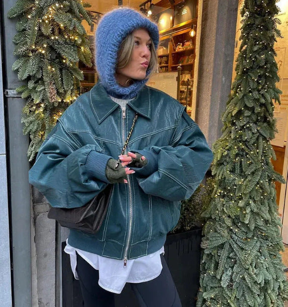 Damen Oversized Kunstleder-Jacke ModeGeist