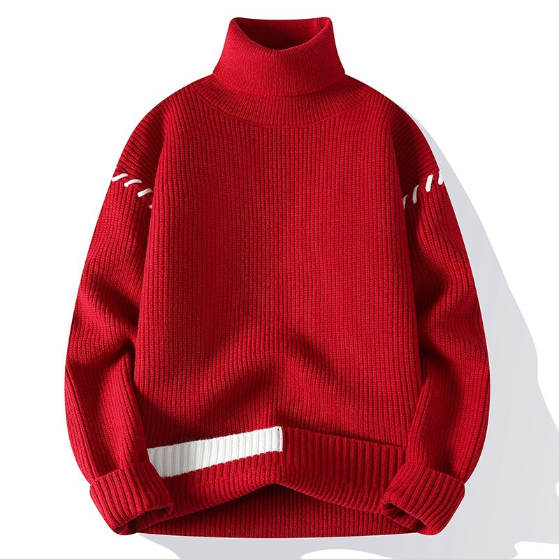 Damen Grober Rollkragenpullover mit dekorativen Ärmeldetails ModeGeist