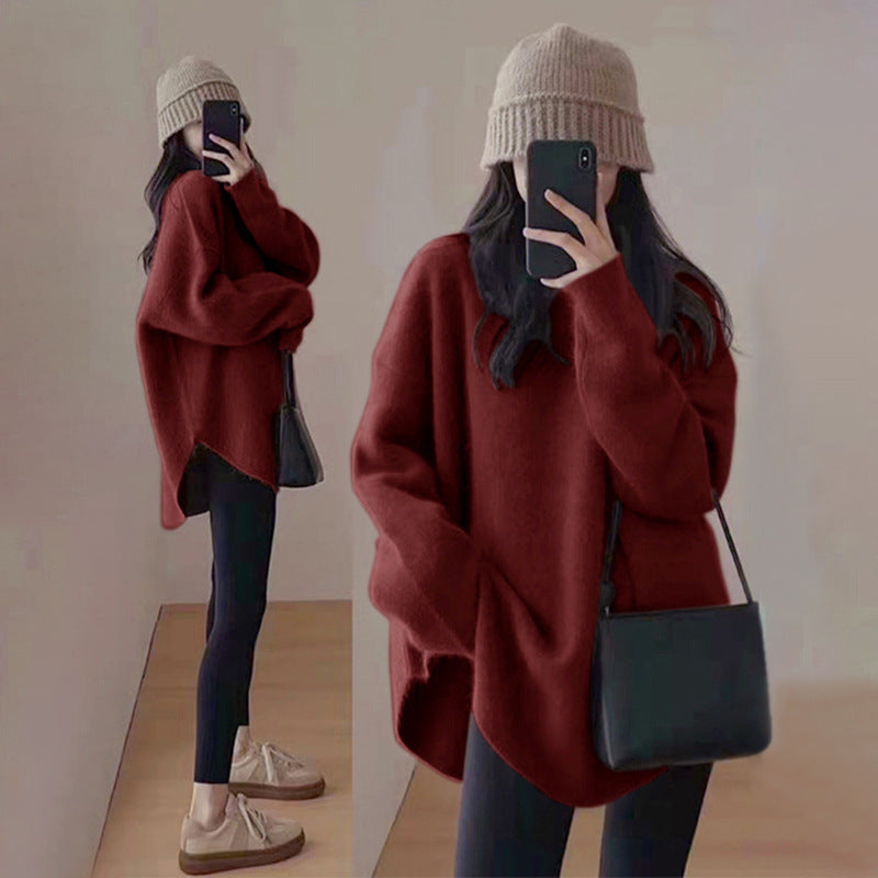 ModeGeist | Pullover - Damen Herbst Mid-Length Oversized Pullover