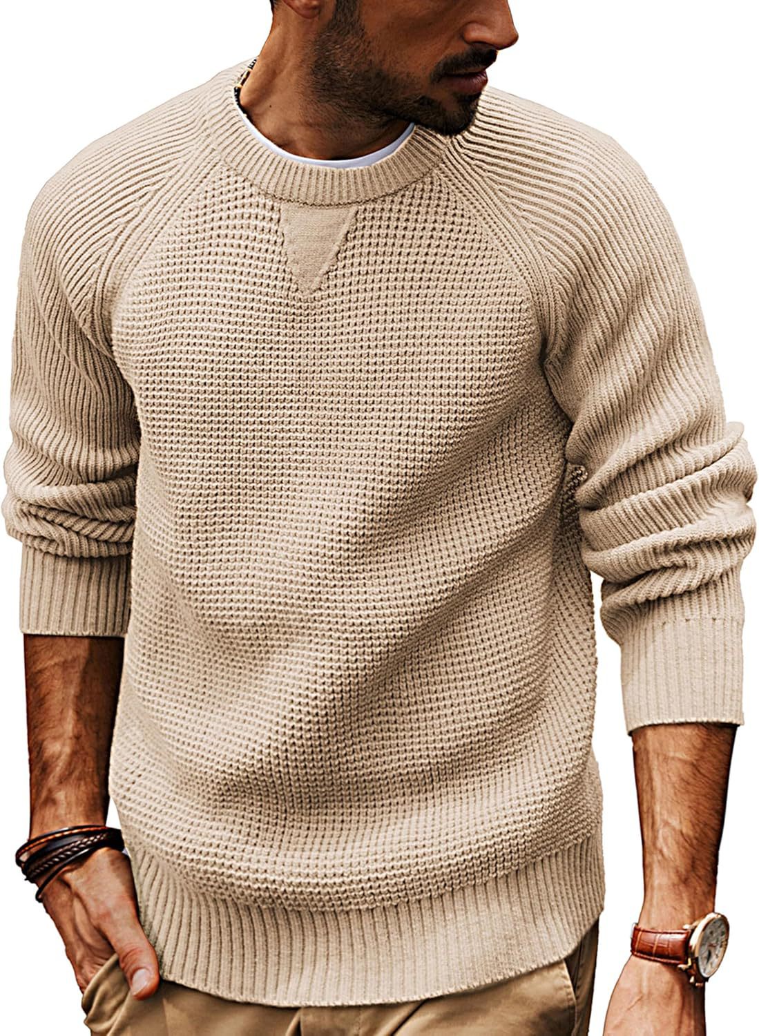Herren lässiger Strickpullover mit strukturiertem Gewebemuster und Rundhalsausschnitt ModeGeist