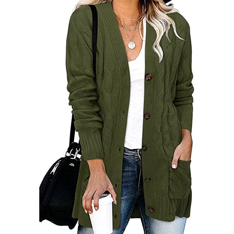 Damen Strickjacke mit Zopfdesign und praktischen Taschen ModeGeist