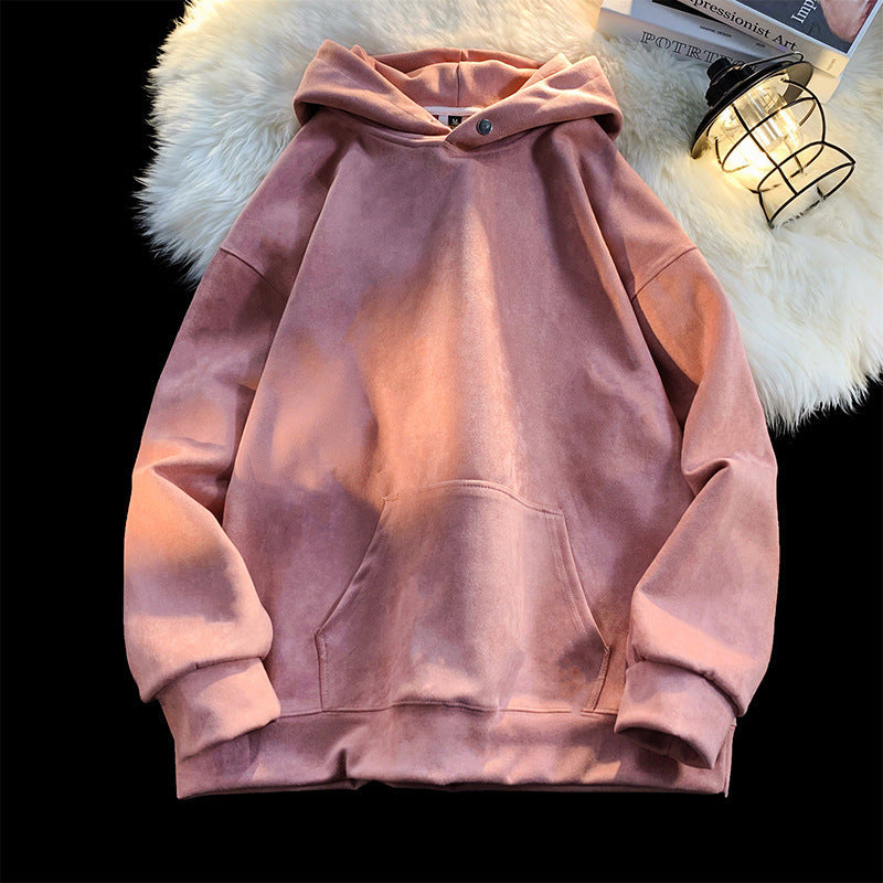Damen gemütlicher Kapuzenpullover im modernen Velourslook ModeGeist