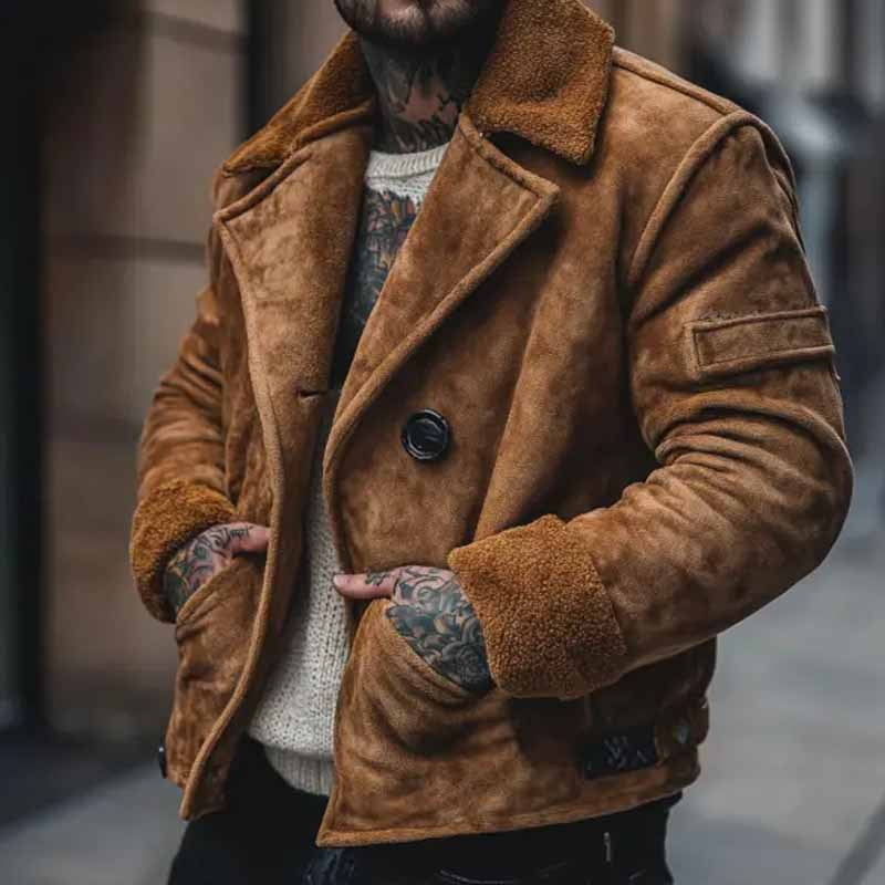 Herren lässige Wildlederjacke mit weichem Innenfutter ModeGeist