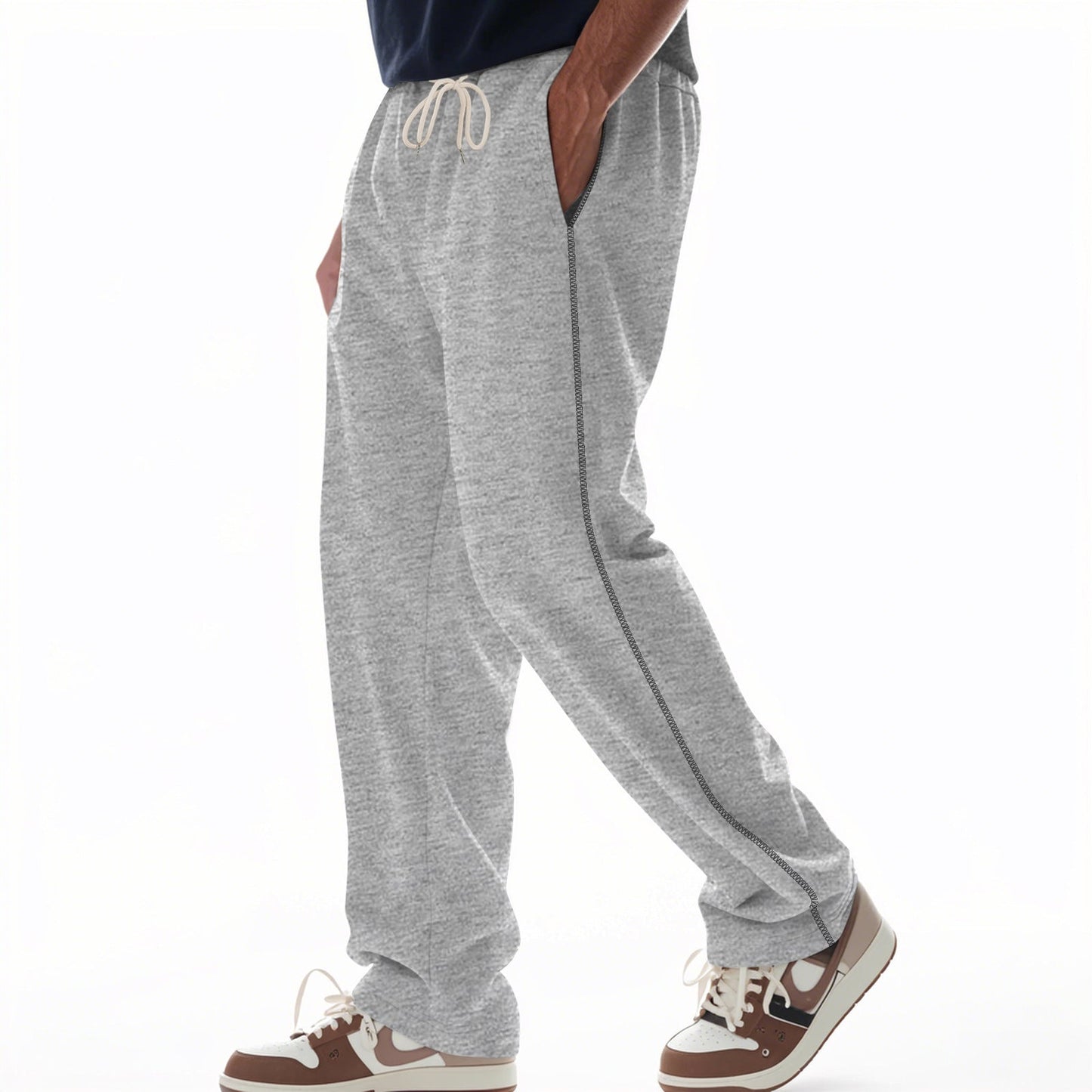 Herren bequeme Jogginghose mit Reißverschluss und seitlichen Taschen ModeGeist