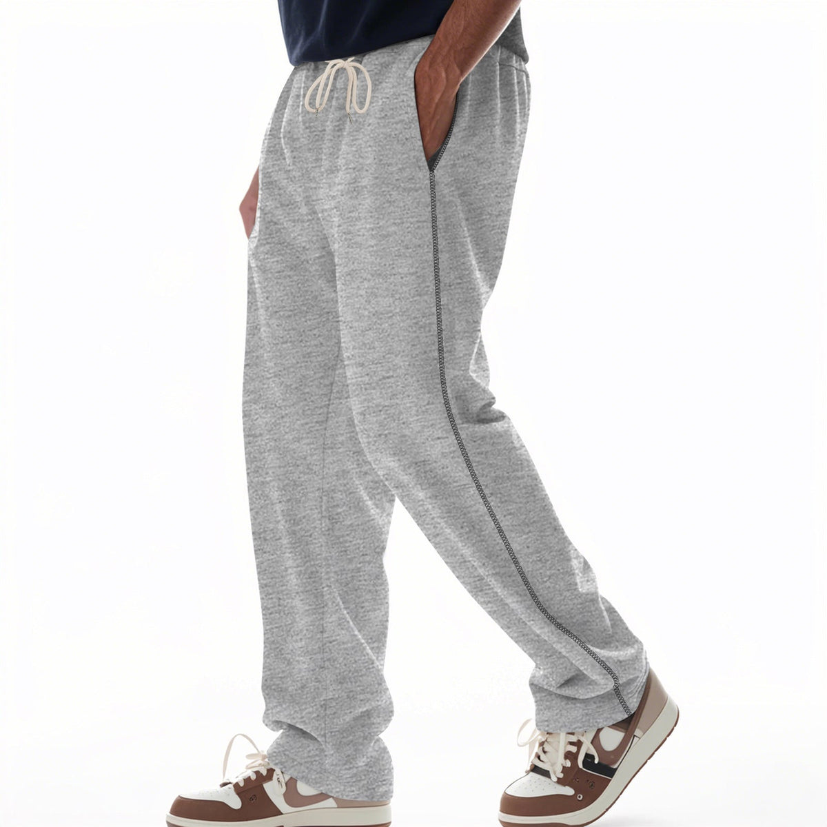 Herren bequeme Jogginghose mit Reißverschluss und seitlichen Taschen ModeGeist