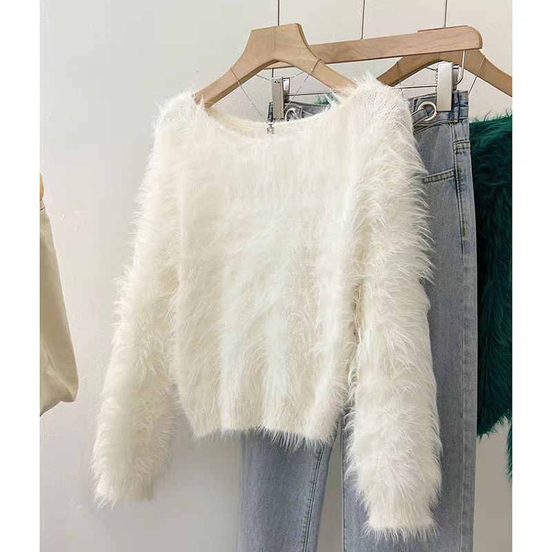 Damen Flauschiger Pullover mit lockerem Schnitt und weichen Ärmeln ModeGeist