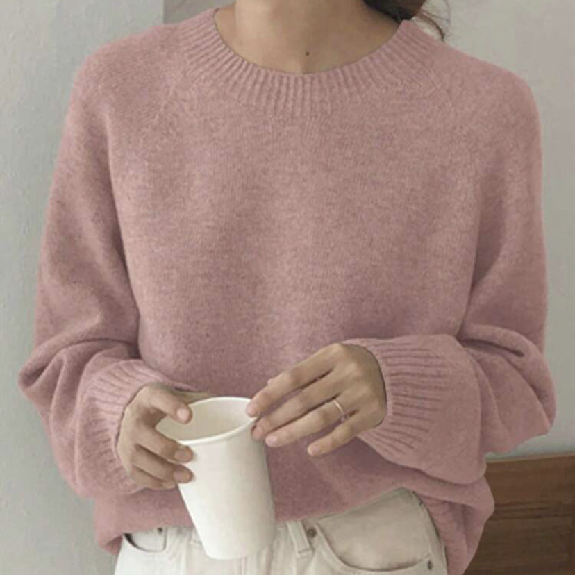 Damen Gemütlicher Rundhals-Pullover aus hochwertigem Stoff ModeGeist