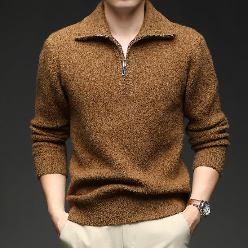 Herren Pullover mit hohem Kragen und Reißverschluss ModeGeist