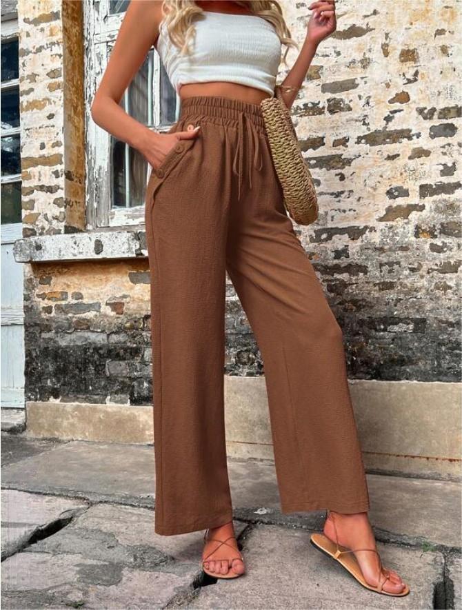 Damen Elegante Freizeit-Hosen mit elastischem Bund und seitlichen Taschen ModeGeist