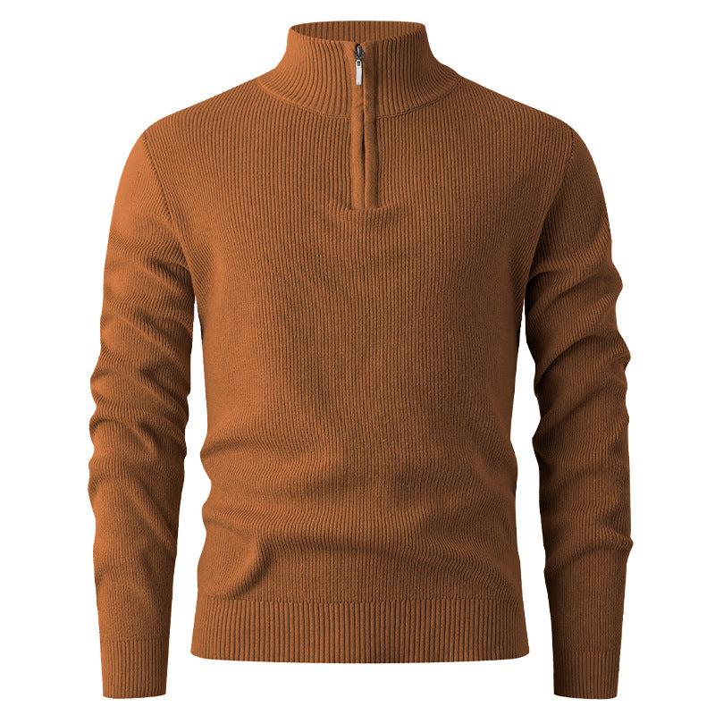 Herren Stehkragenpullover mit modernem Reißverschluss und feinem Rippstrick ModeGeist