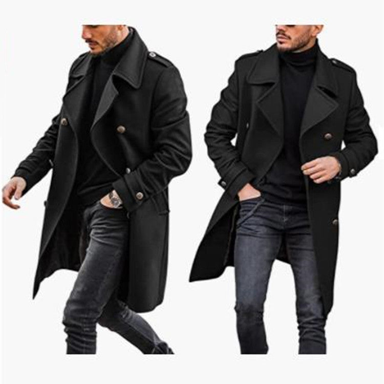 Herren Modischer Wollmantel mit lässigem Kragen und doppelten Knöpfen ModeGeist