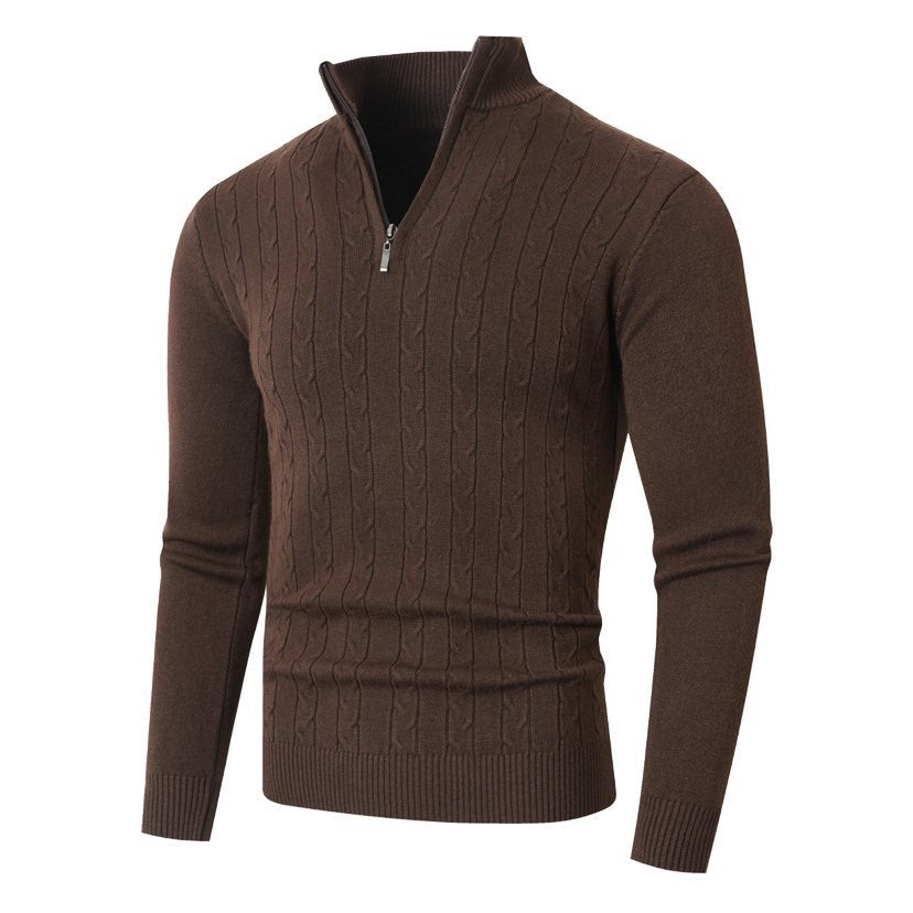 Herren Strickpullover mit modernem Zopfmuster und hohem Kragen ModeGeist