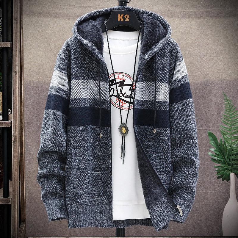 Herren Fleece-Hoodie mit hohem Kragen und Struktur ModeGeist