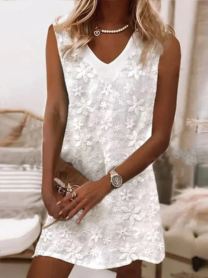 Modegeist Damenkleid mit V-Ausschnitt und floralem Spitzenmuster