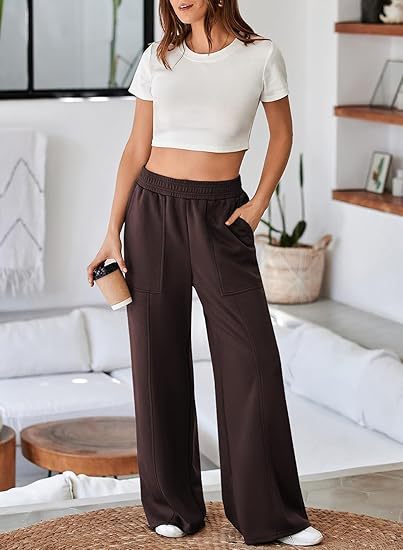 Damen Bequeme und stilvolle Freizeit-Hosen mit elastischem Bund und praktischen Taschen ModeGeist