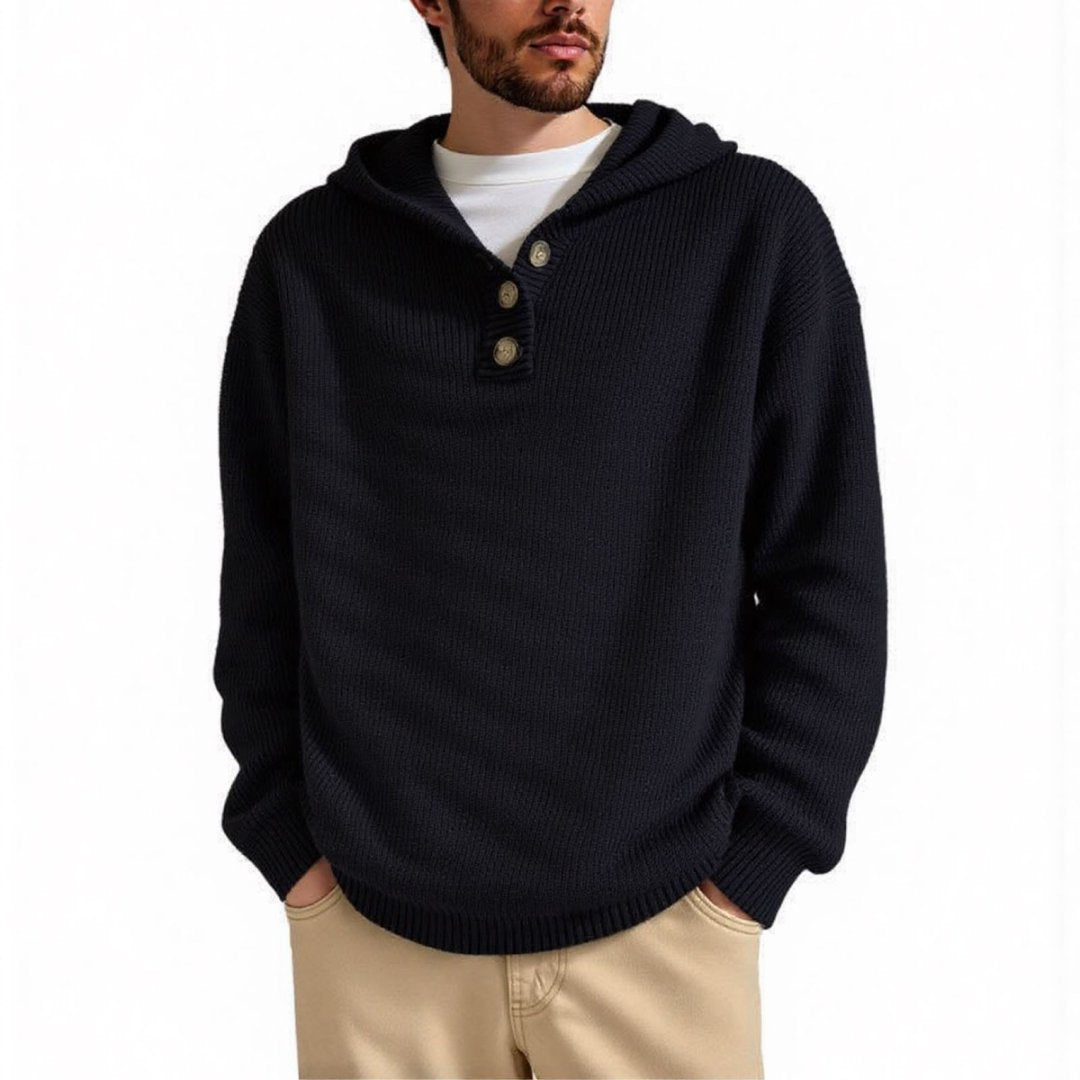 Herren Kapuzenpullover mit strukturiertem Zopfmuster ModeGeist