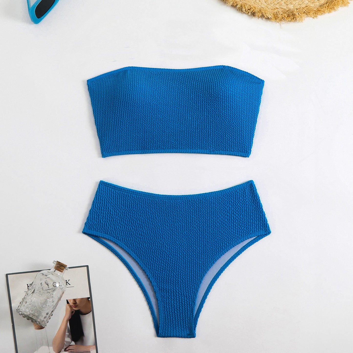 Strukturierter Damen-Bikini mit hohem Bund und Bandeau-Oberteil von MODEGEIST