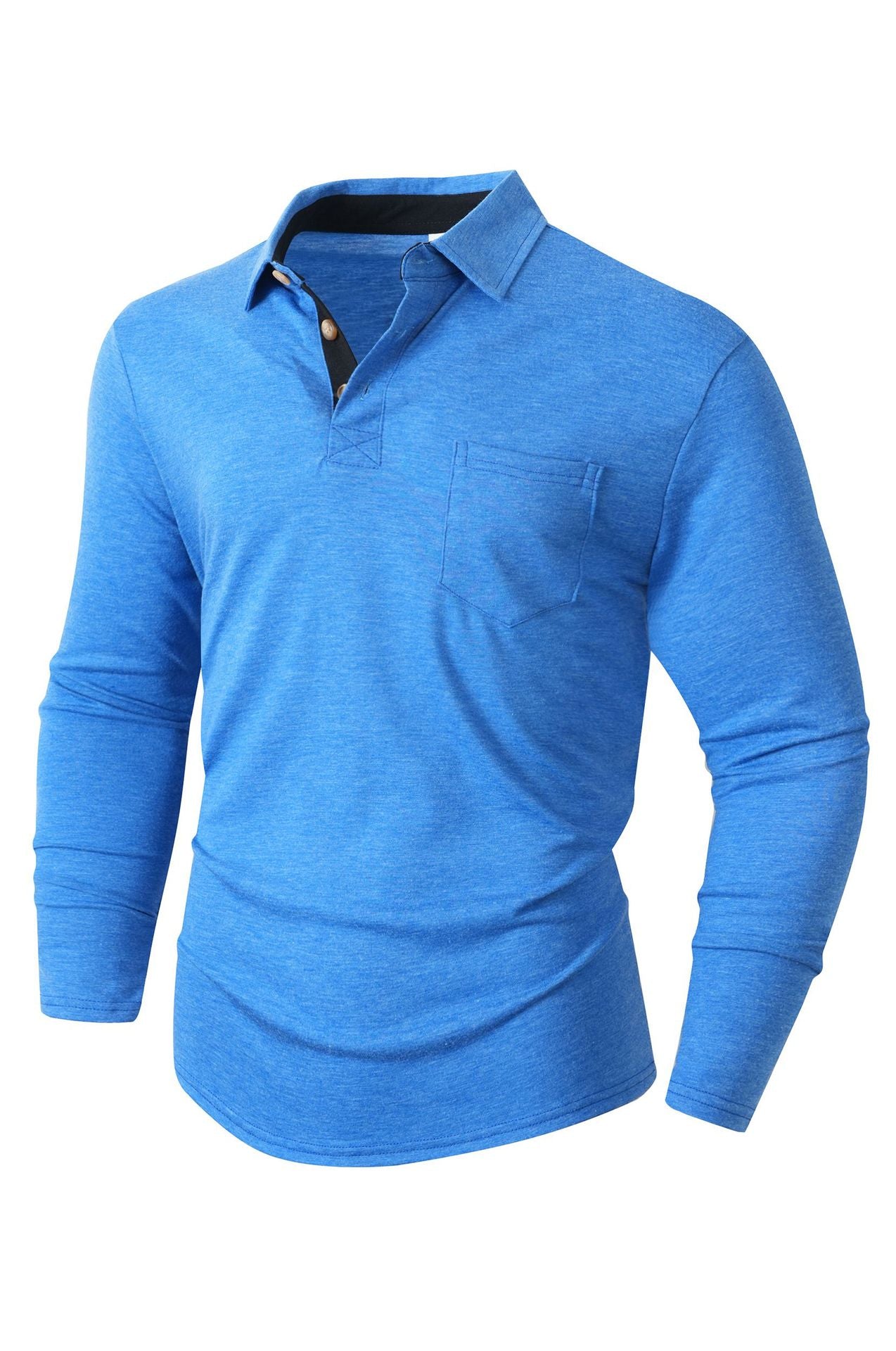 Herren elegantes Langarm Poloshirt mit modernem Kragen und leichtem Stretch ModeGeist
