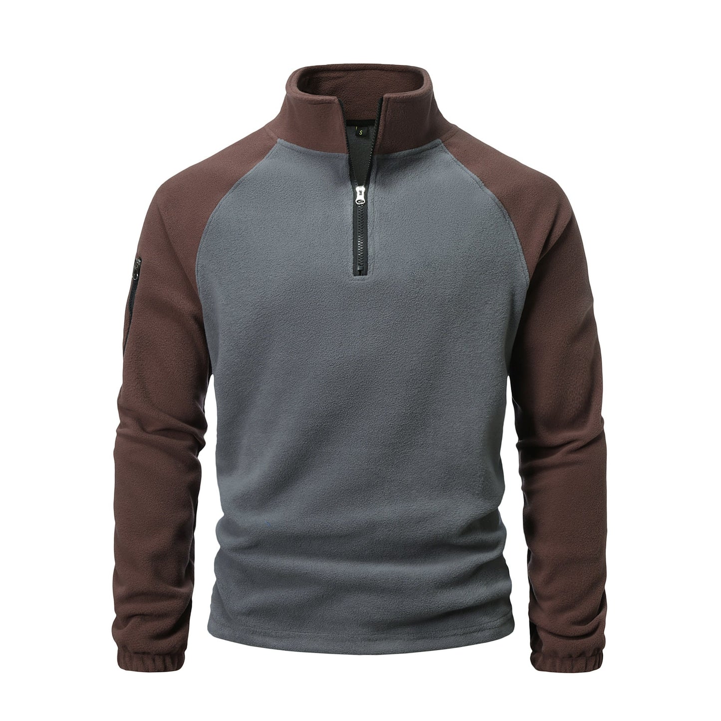 Herren Fleece-Pullover mit halbem Reißverschluss und praktischem Taschen-Design ModeGeist