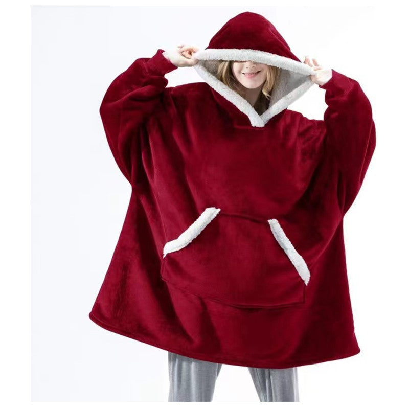 Damen Gemütlicher Hoodie-Poncho mit weichem Futter und praktischen Taschen ModeGeist