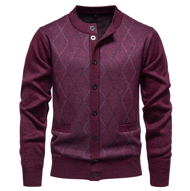 Herren stylische Strickjacke mit diamantförmigem Muster ModeGeist