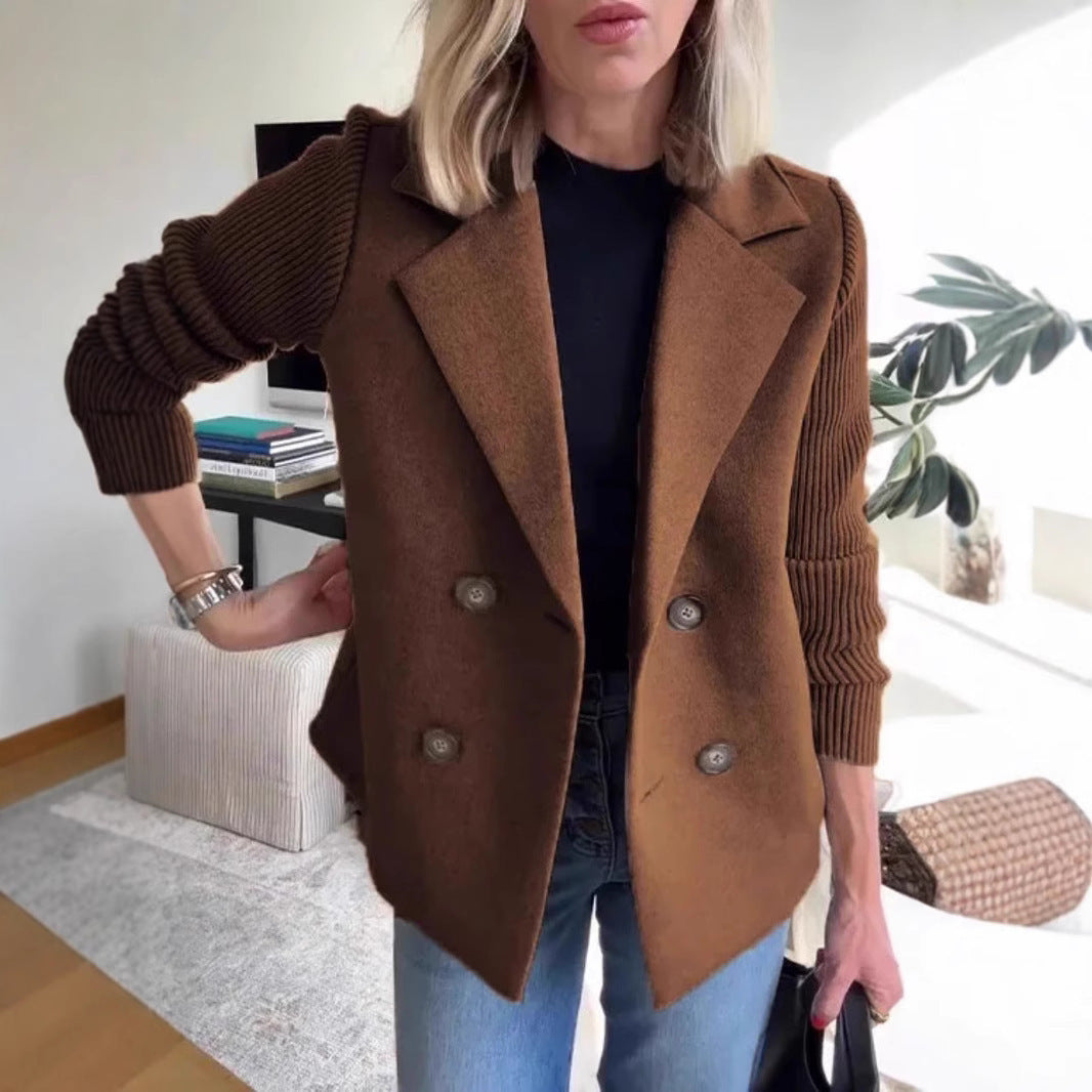 Damen Modische Doppelreihige Blazerjacke mit strukturierten Ärmeln ModeGeist