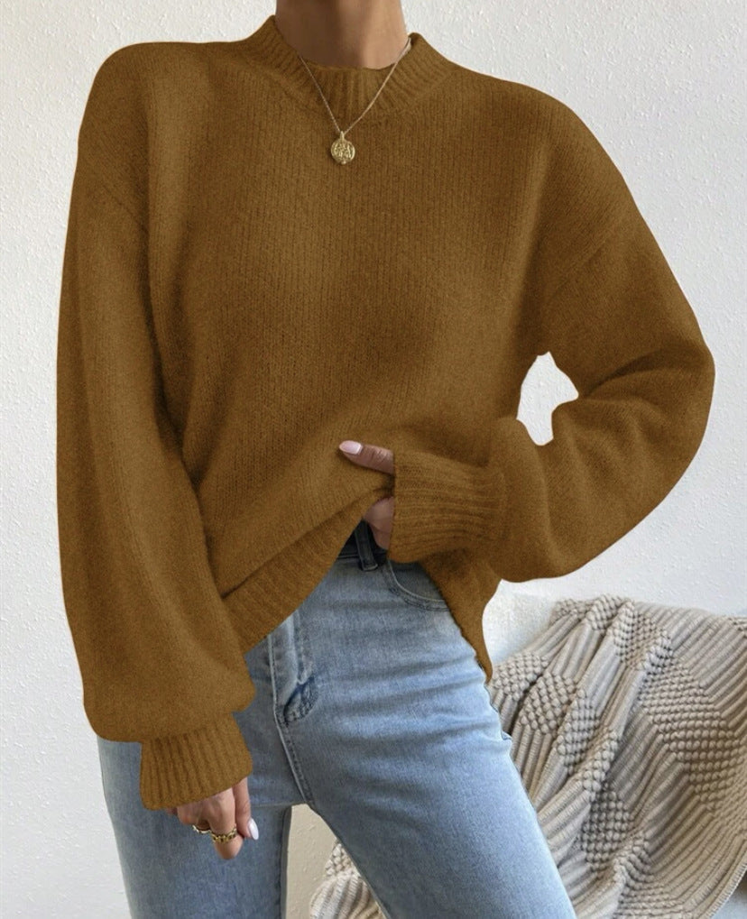 Damen Modischer Pullover mit hochgeschlossenem Ausschnitt und strukturiertem Strick ModeGeist