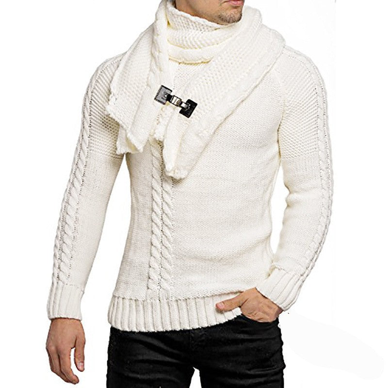 Herren Strickpullover mit integriertem Schal ModeGeist