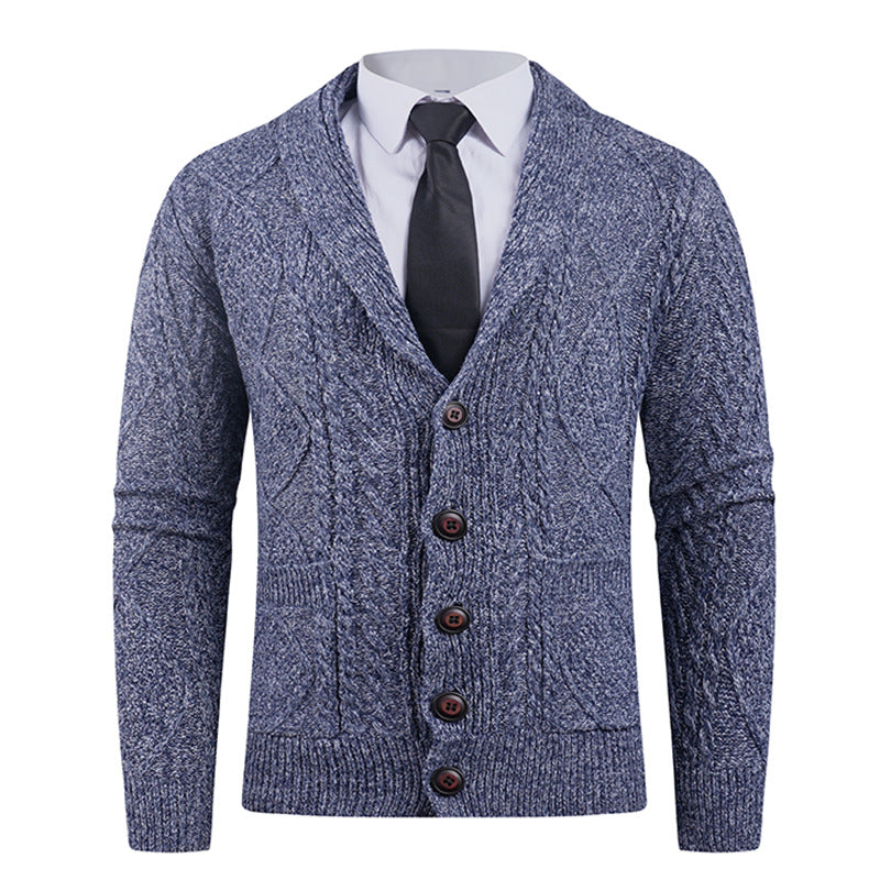 Herren Strickjacke mit markantem Zopfmuster und stilvollem Schalkragen ModeGeist