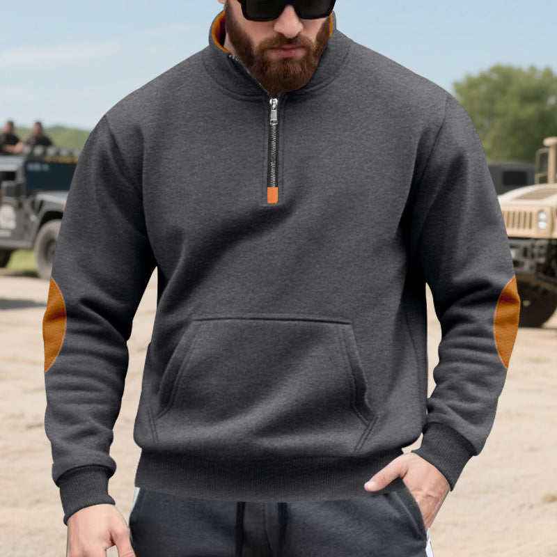 Herren Hoodie mit modischem Stehkragen und Kontrastdetails ModeGeist