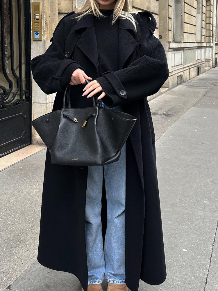 Damen Oversize Wintermantel mit elegantem Revers und praktischen Taschen ModeGeist