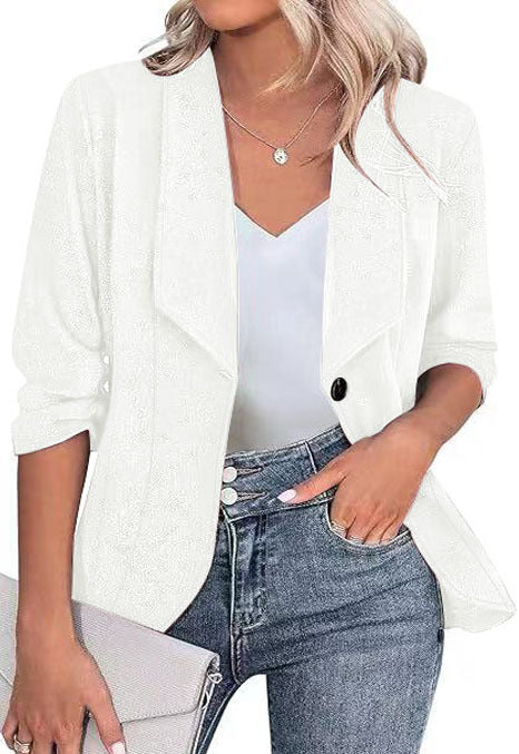 Damen Glitzer Blazerjacke mit femininer Silhouette und elegantem Revers ModeGeist