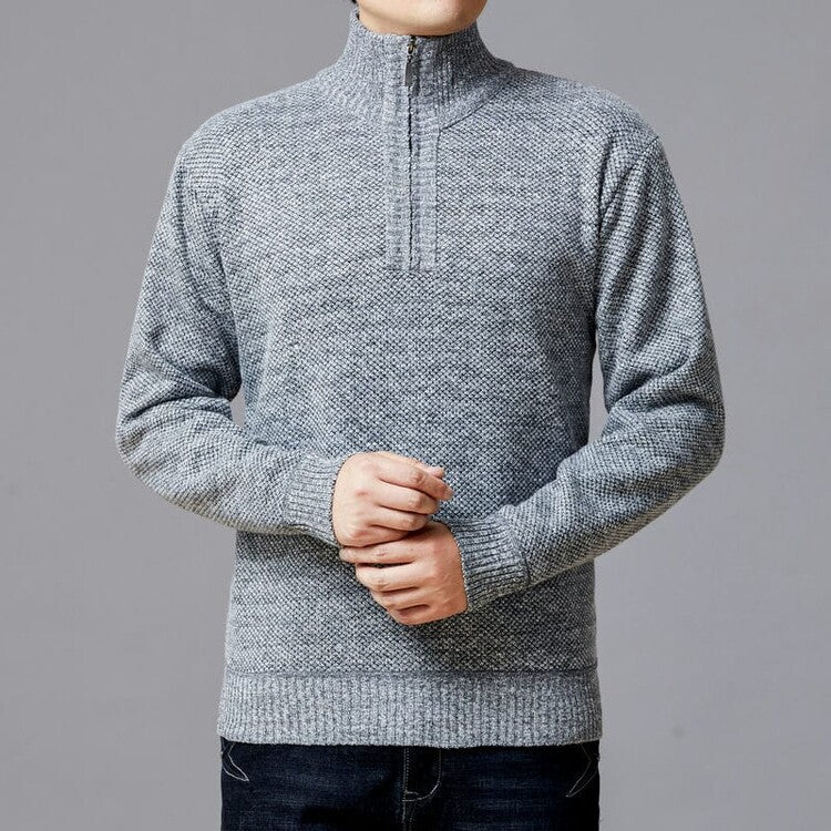 Herren Strickpullover mit modernem Stehkragen und strukturierter Oberfläche ModeGeist