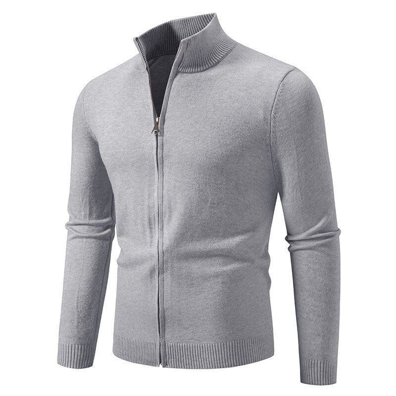 Herren Strickjacke mit modernem Stehkragen und funktionalem Reißverschluss ModeGeist