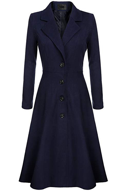 Damen Eleganter Wollmantel mit tailliertem Schnitt und langen Ärmeln ModeGeist