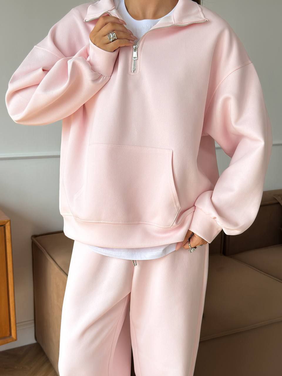 ModeGeist | Halbhals Pullover Sweatshirt und Weit Geschnittene Hose Zweiteiler Anzug
