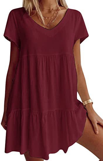 Leichtes Damen Sommerkleid mit V-Ausschnitt und weitem Rock, lässiger Style von MODEGEIST