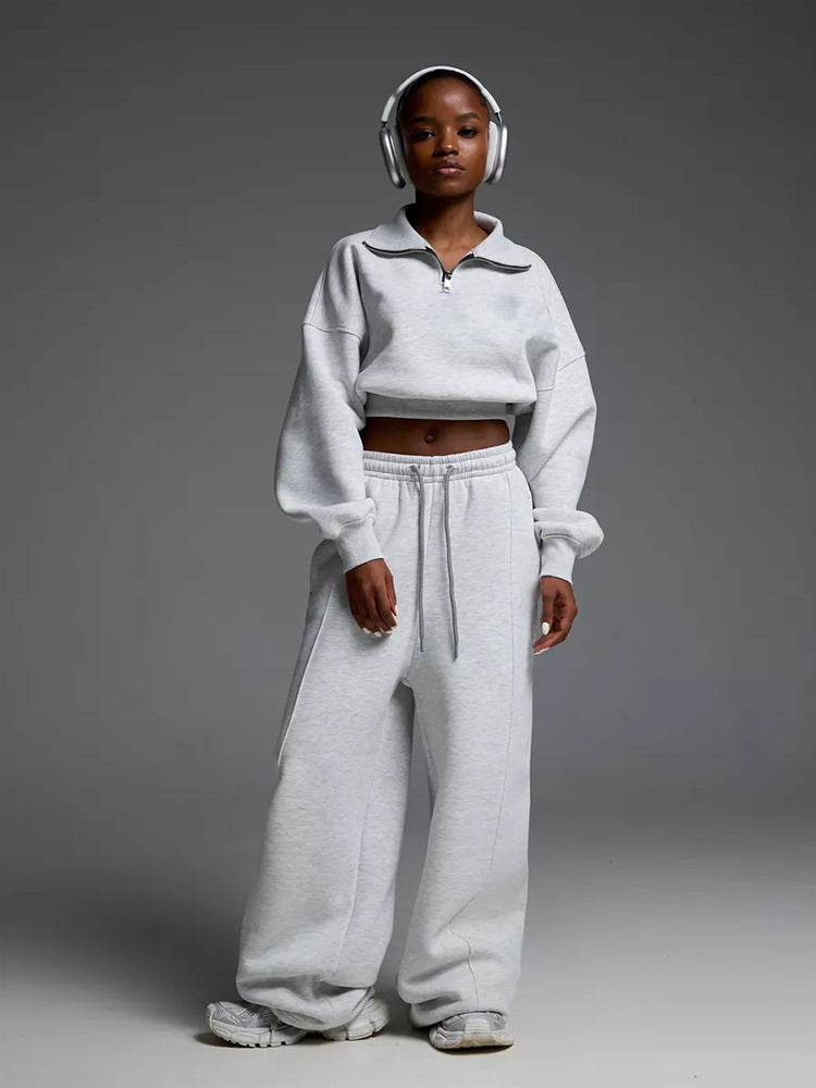 Damen lässiges und oversized Sweatset mit Reißverschluss ModeGeist