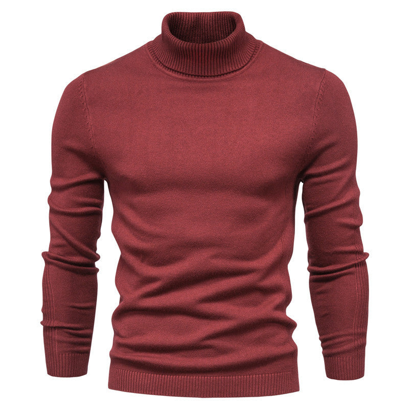 Herren Strickpullover mit hohem Kragen und feinem Rippmuster ModeGeist