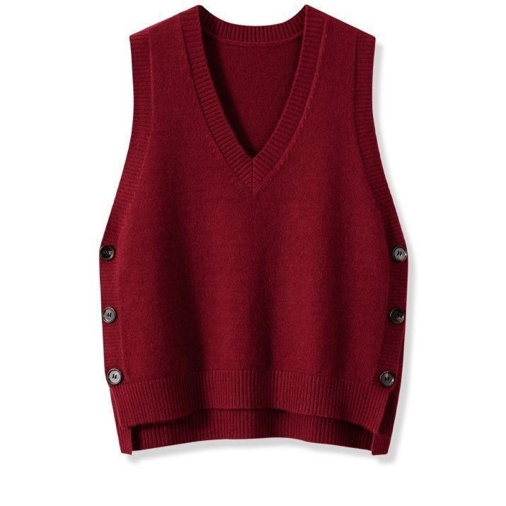Damen Strickweste mit V-Ausschnitt und Knopfdetails ModeGeist