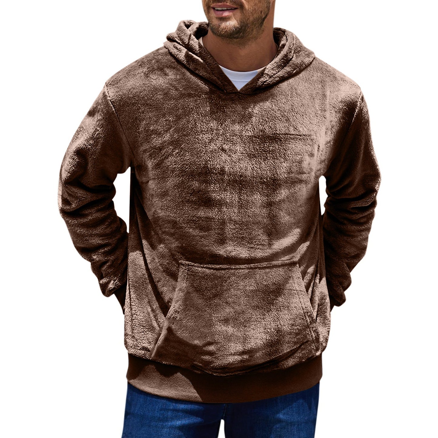 Herren kuscheliger Fleece Hoodie mit Kängurutasche ModeGeist