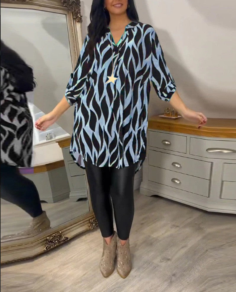 Modernes Wellenmuster-Hemdblusenkleid für Damen von MODEGEIST