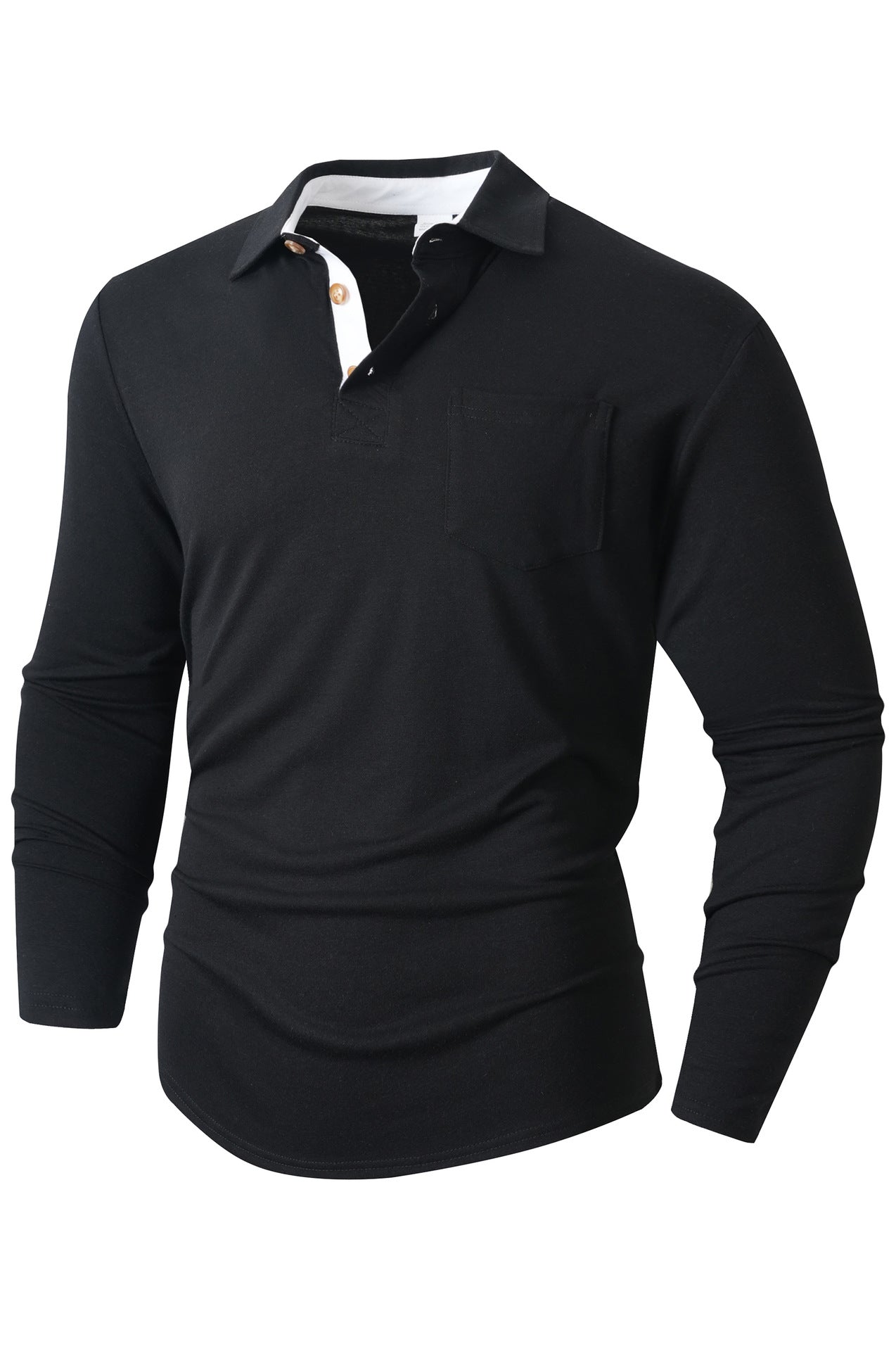 Herren elegantes Langarm Poloshirt mit modernem Kragen und leichtem Stretch ModeGeist