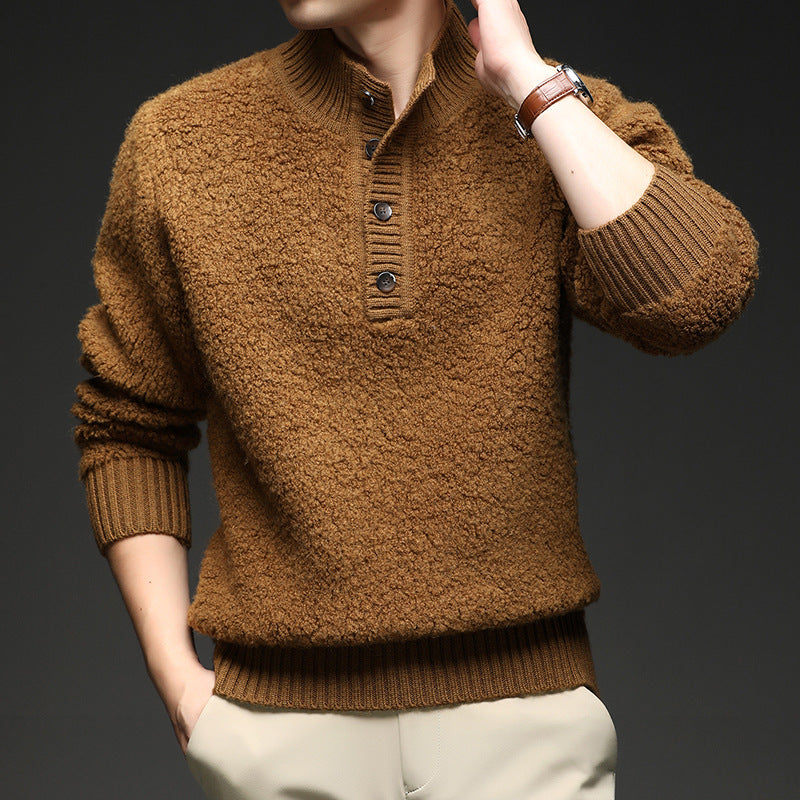 Herren Pullover mit strukturierter Oberfläche und praktischem Knopfverschluss ModeGeist