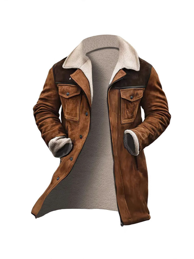 Herren verspielt schicke Wildlederjacke mit warmem Fleecefutter ModeGeist