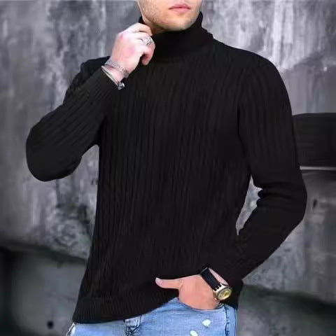 Herren Strickpullover mit modernem Rippmuster und hohem Kragen ModeGeist