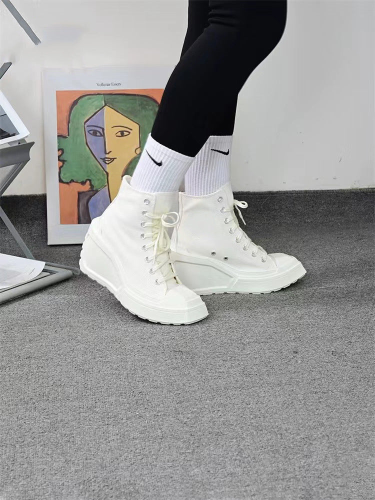 Modische Damen High-Top Plateau-Sneaker mit elastischen Schnürsenkeln