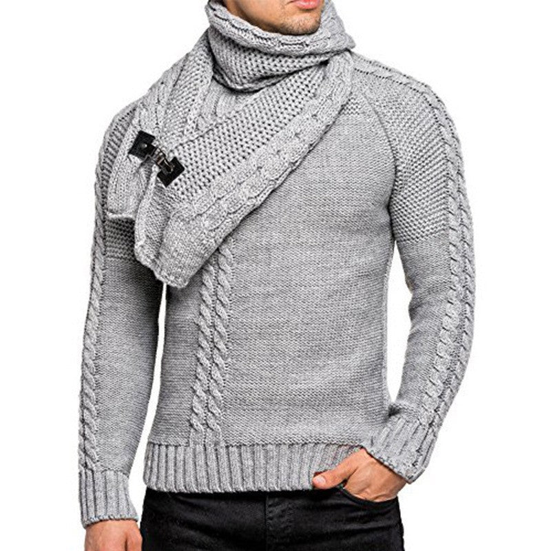 Herren Strickpullover mit integriertem Schal ModeGeist