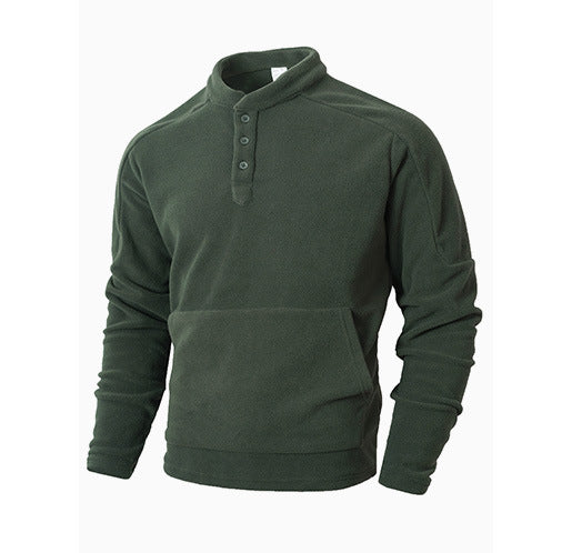 Herren Kuscheliger Fleece-Pullover mit Knopfleiste ModeGeist